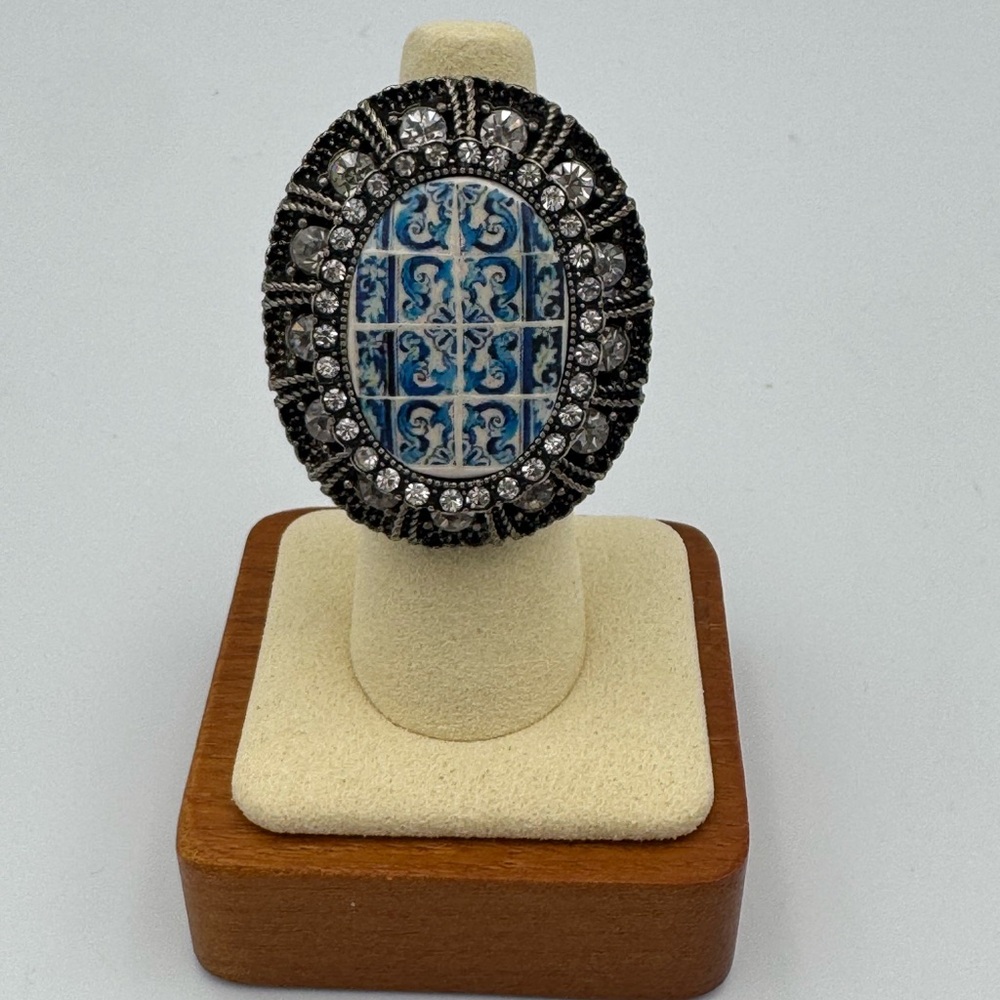 Handmade Portugal‎ Azulejo Tile Ring Santa Joana Convent Aveiro Adjustable